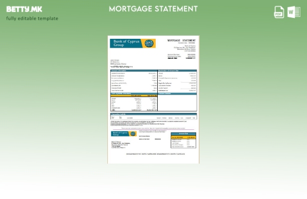 модерен стил Шаблон за извод за банкарска хипотека на Кипар Банка на Кипар